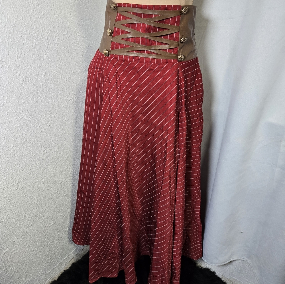 Scarlet Darkness  Red and White Maxi Skirt
